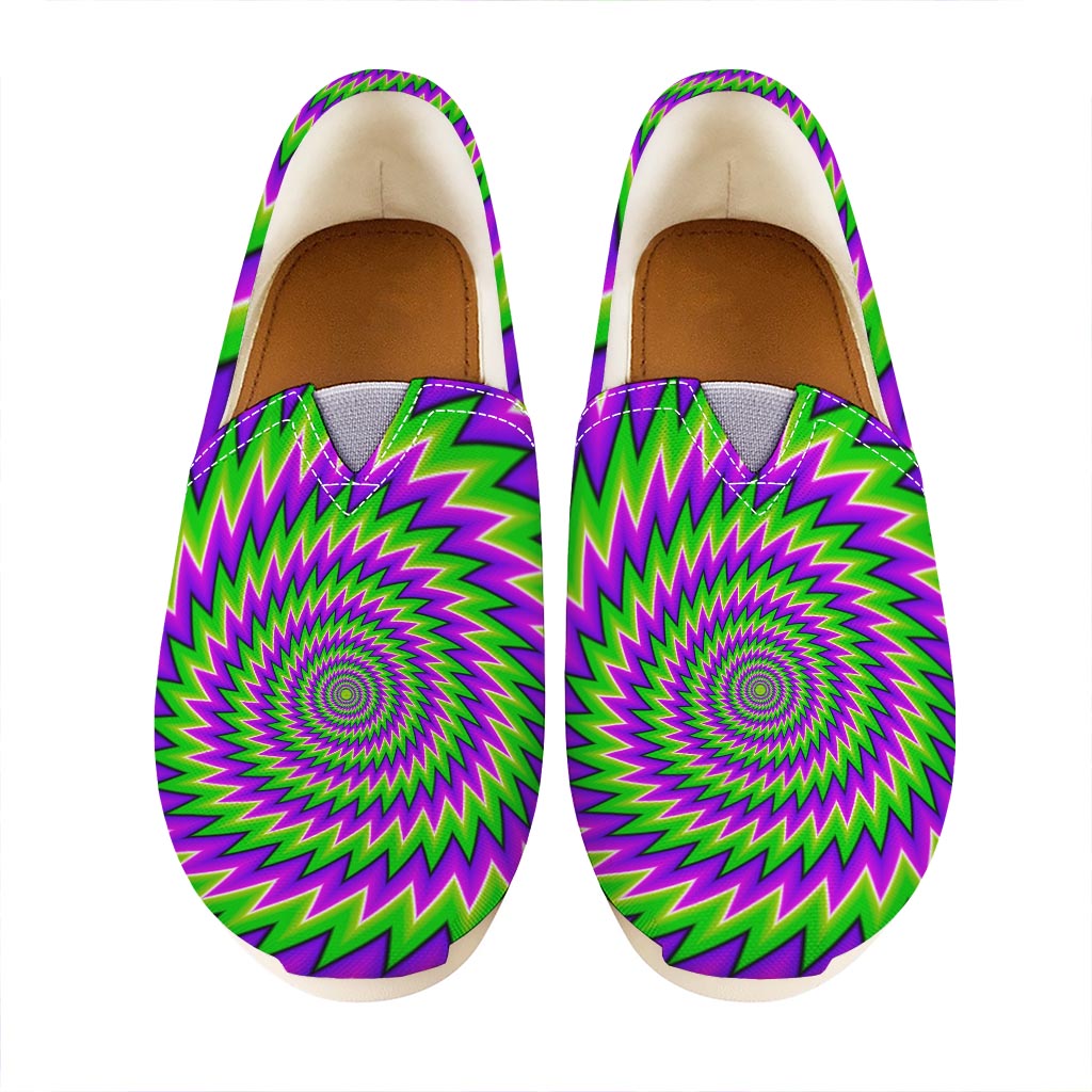 Green Spiral Moving Optical Illusion Casual Shoes