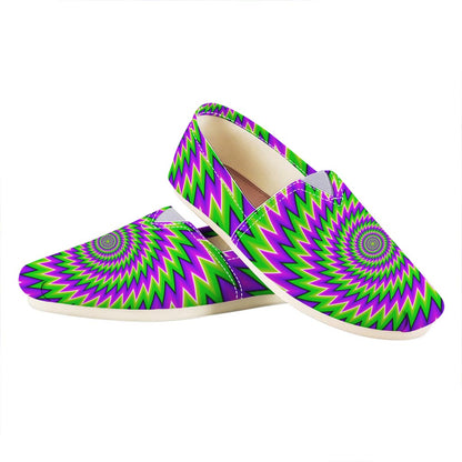 Green Spiral Moving Optical Illusion Casual Shoes