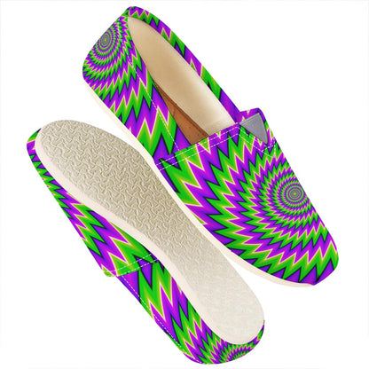 Green Spiral Moving Optical Illusion Casual Shoes