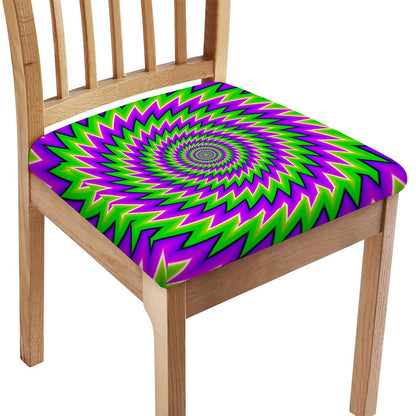 Green Spiral Moving Optical Illusion Chair Cushion Cover