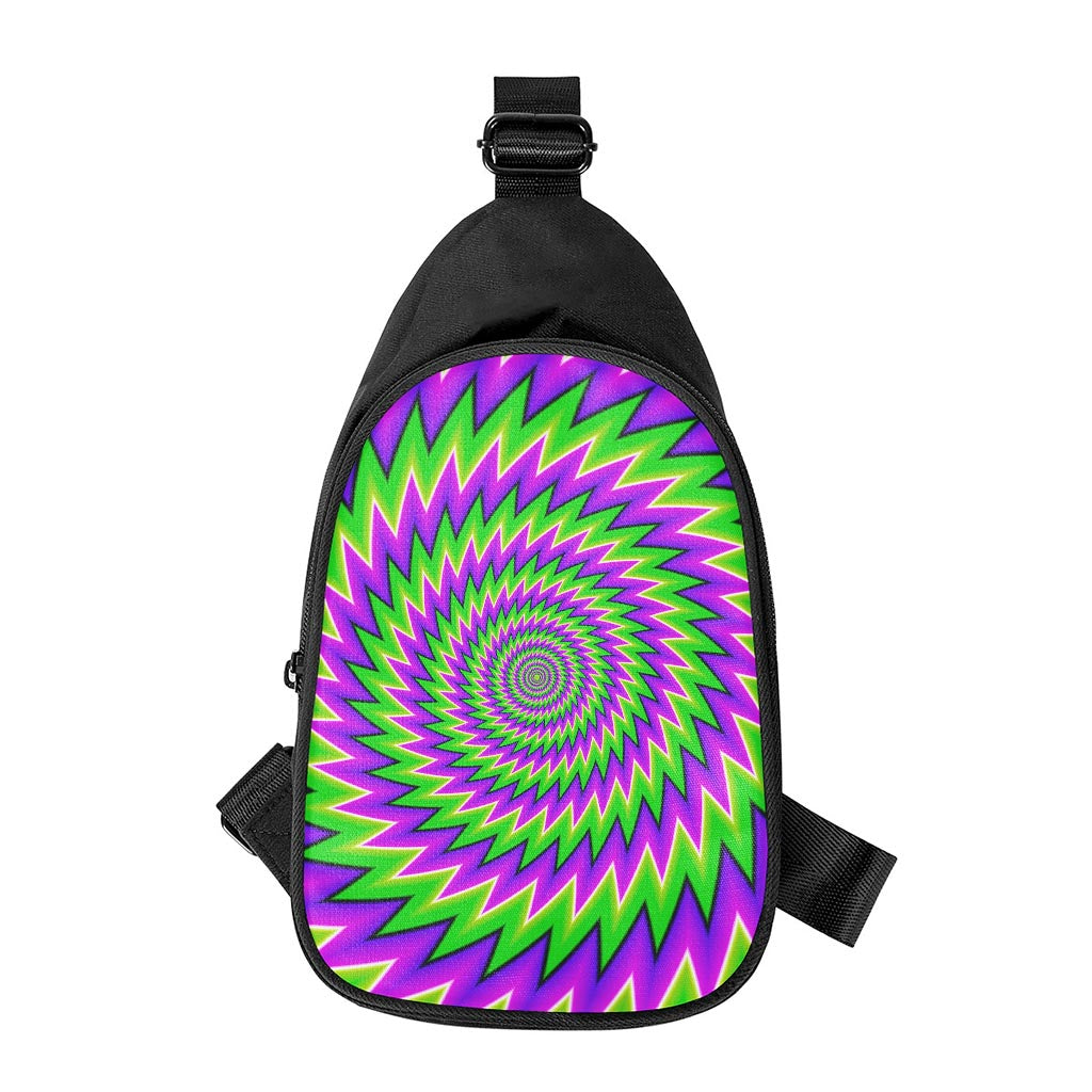 Green Spiral Moving Optical Illusion Chest Bag