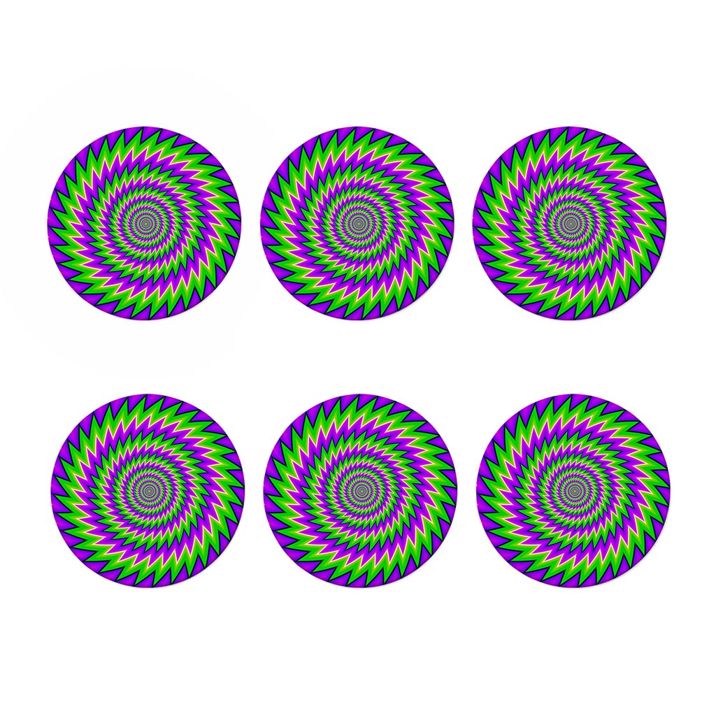 Green Spiral Moving Optical Illusion Coaster Set