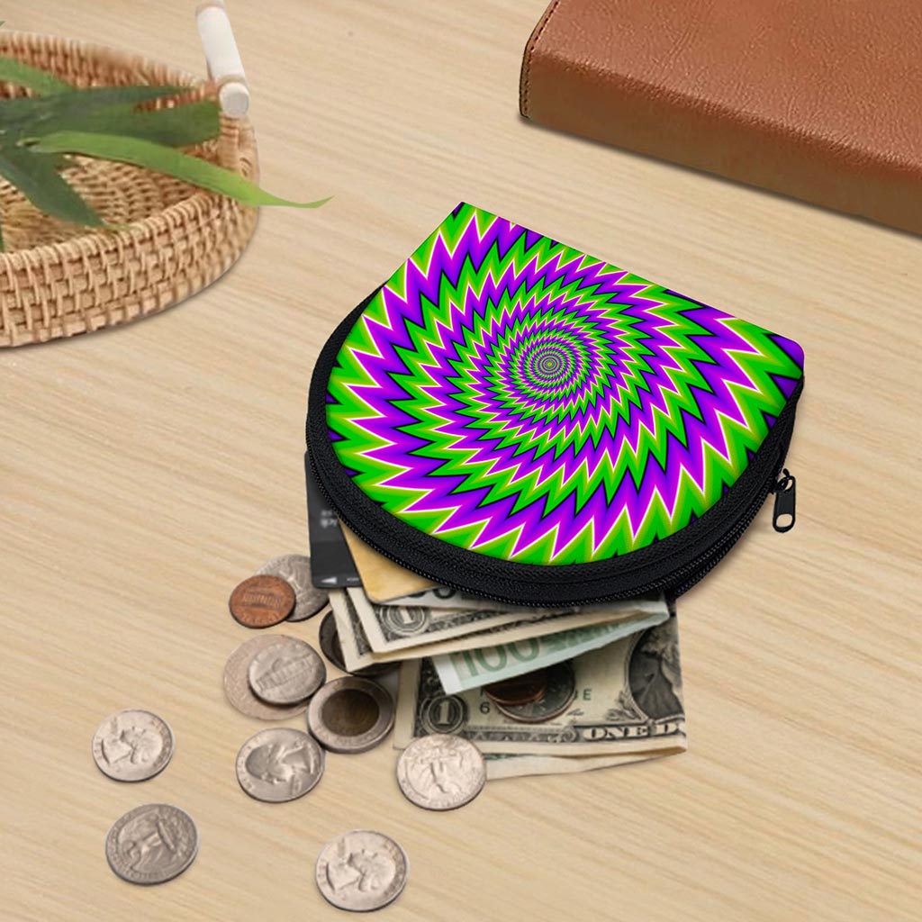 Green Spiral Moving Optical Illusion Coin Purse