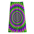 Green Spiral Moving Optical Illusion Cotton Front Slit Maxi Skirt
