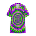 Green Spiral Moving Optical Illusion Cotton Hawaiian Shirt