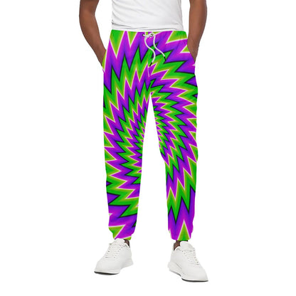 Green Spiral Moving Optical Illusion Cotton Pants