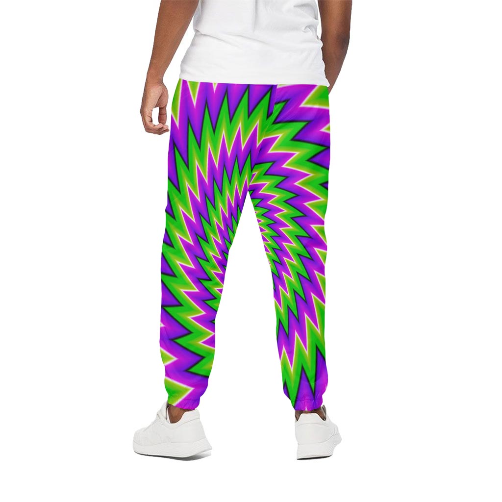 Green Spiral Moving Optical Illusion Cotton Pants
