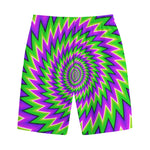 Green Spiral Moving Optical Illusion Cotton Shorts
