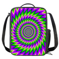 Green Spiral Moving Optical Illusion Crossbody Lunch Bag