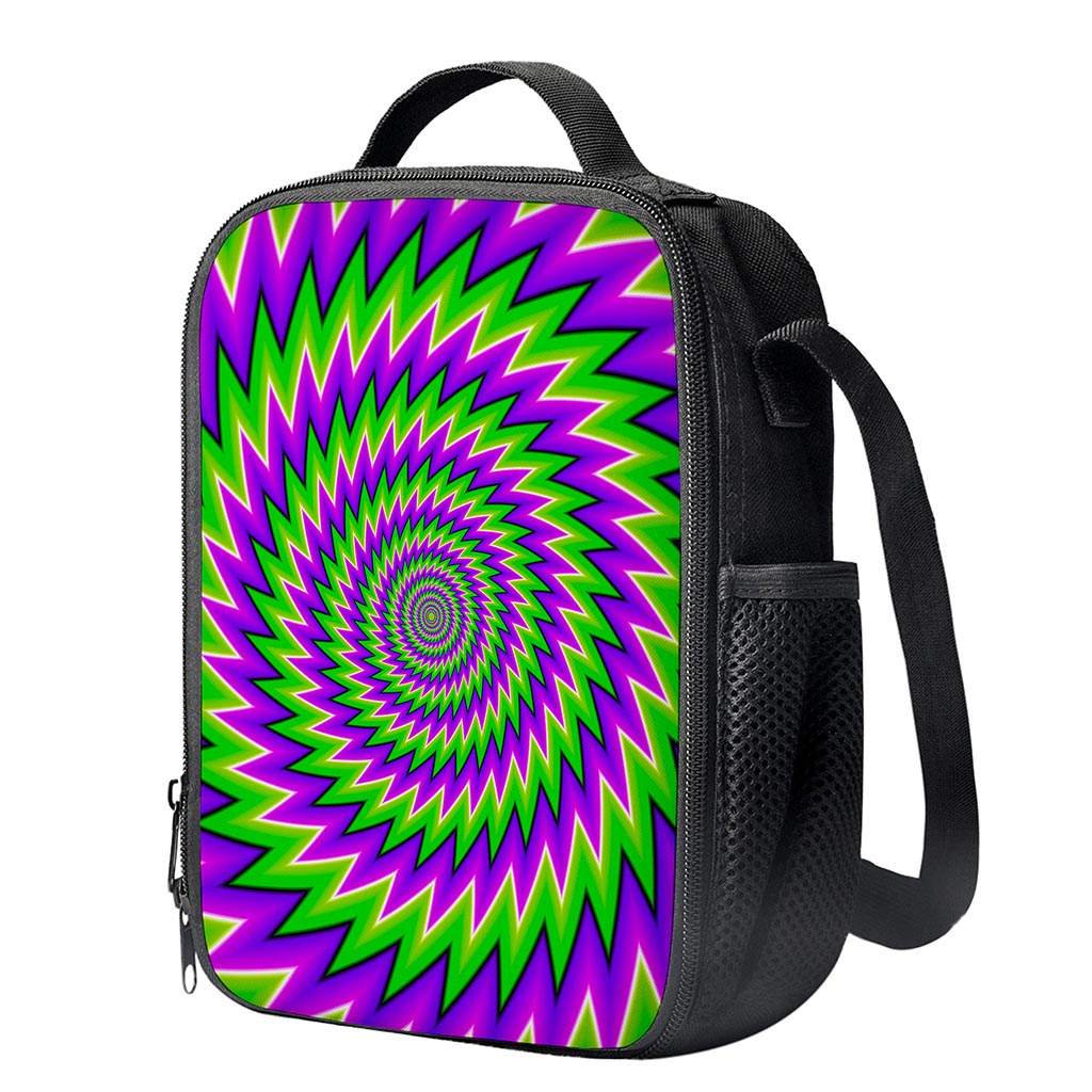 Green Spiral Moving Optical Illusion Crossbody Lunch Bag