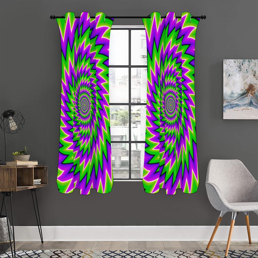 Green Spiral Moving Optical Illusion Curtain