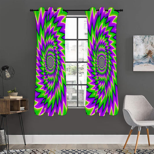 Green Spiral Moving Optical Illusion Curtain