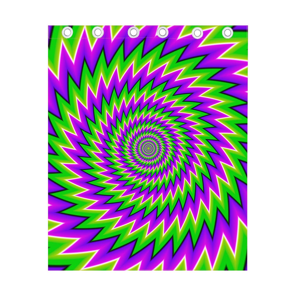 Green Spiral Moving Optical Illusion Curtain
