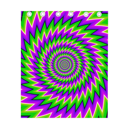 Green Spiral Moving Optical Illusion Curtain