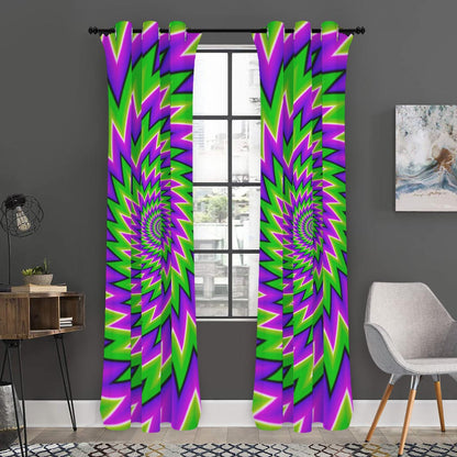 Green Spiral Moving Optical Illusion Curtain