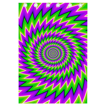 Green Spiral Moving Optical Illusion Curtain
