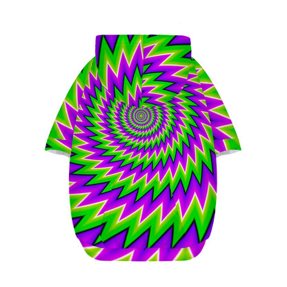 Green Spiral Moving Optical Illusion Dog Zip Up Hoodie