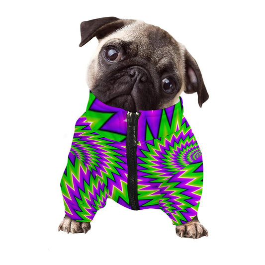 Green Spiral Moving Optical Illusion Dog Zip Up Jacket