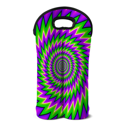 Green Spiral Moving Optical Illusion Double Neoprene Wine Tote