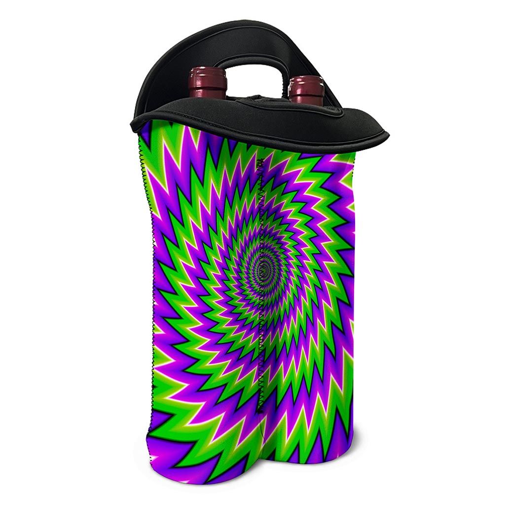 Green Spiral Moving Optical Illusion Double Neoprene Wine Tote