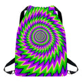 Green Spiral Moving Optical Illusion Drawstring Backpack