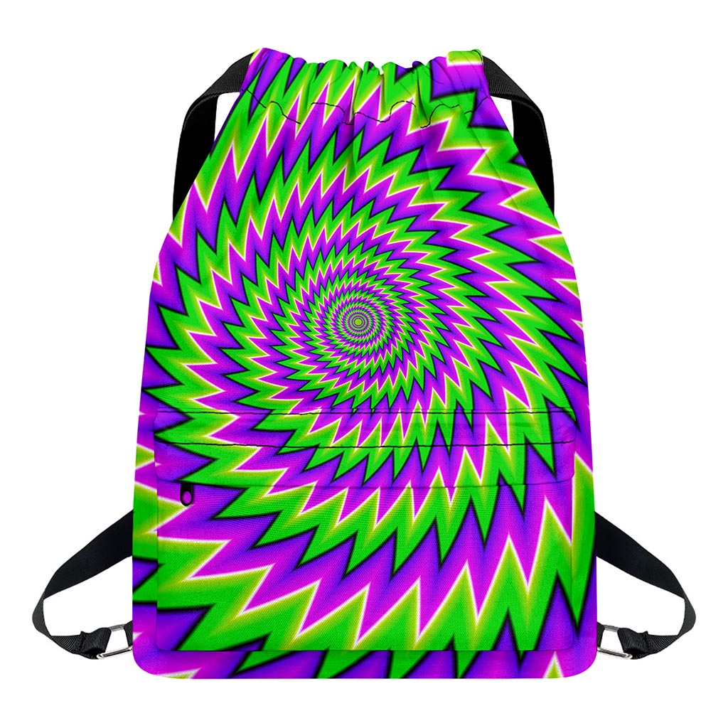 Green Spiral Moving Optical Illusion Drawstring Backpack