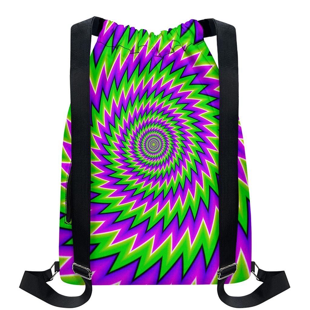 Green Spiral Moving Optical Illusion Drawstring Backpack