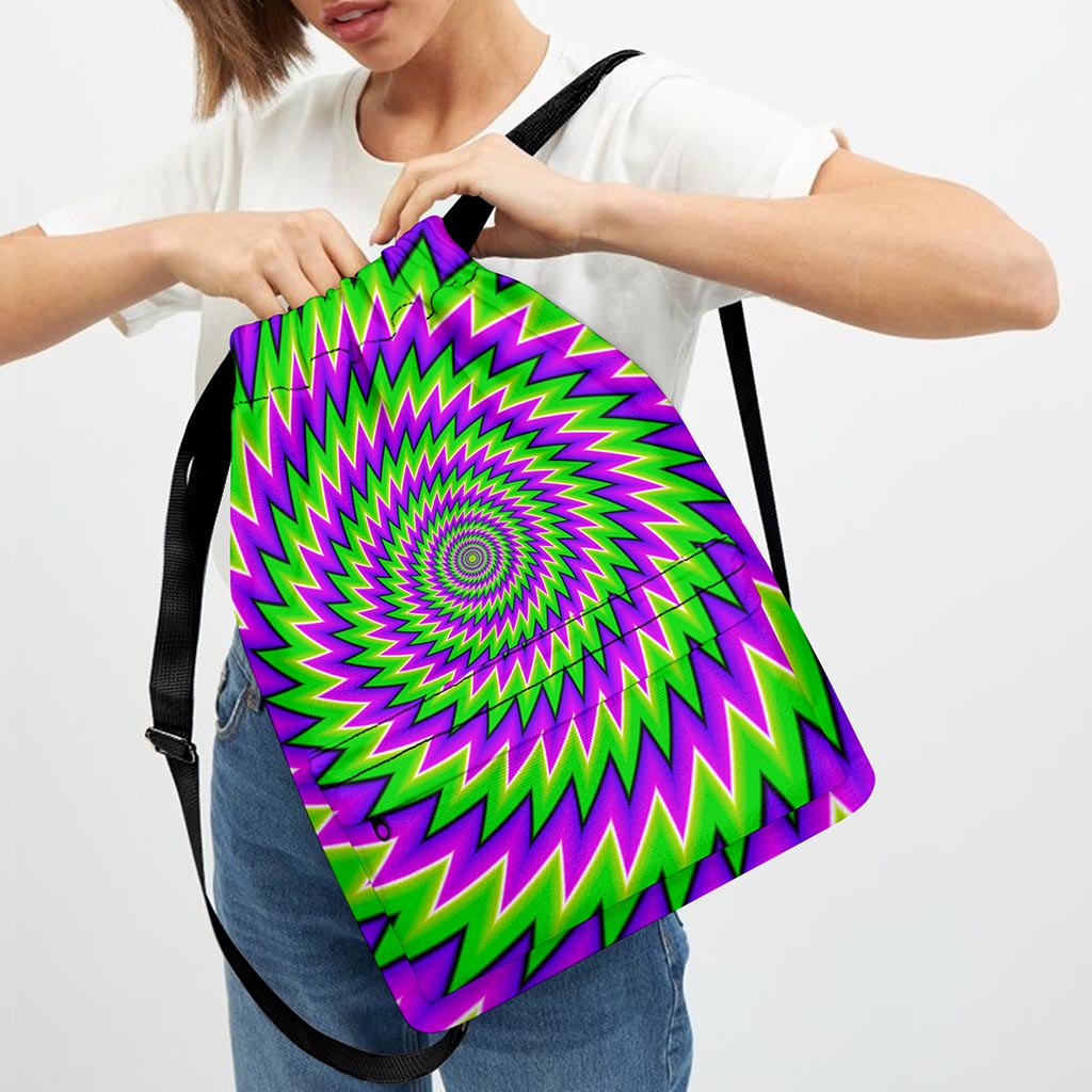 Green Spiral Moving Optical Illusion Drawstring Backpack
