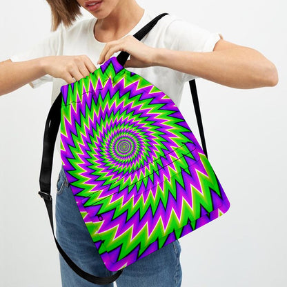 Green Spiral Moving Optical Illusion Drawstring Backpack