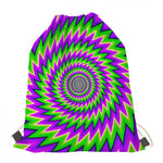 Green Spiral Moving Optical Illusion Drawstring Bag