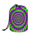 Green Spiral Moving Optical Illusion Drawstring Makeup Bag