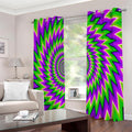 Green Spiral Moving Optical Illusion Extra Wide Grommet Curtains