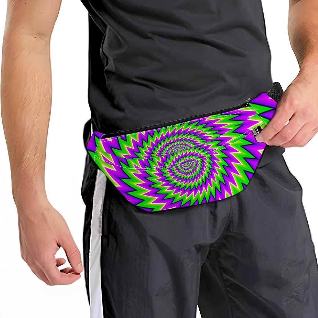 Green Spiral Moving Optical Illusion Fanny Pack