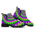 Green Spiral Moving Optical Illusion Flat Ankle Boots