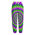 Green Spiral Moving Optical Illusion Fleece Lined Knit Pants
