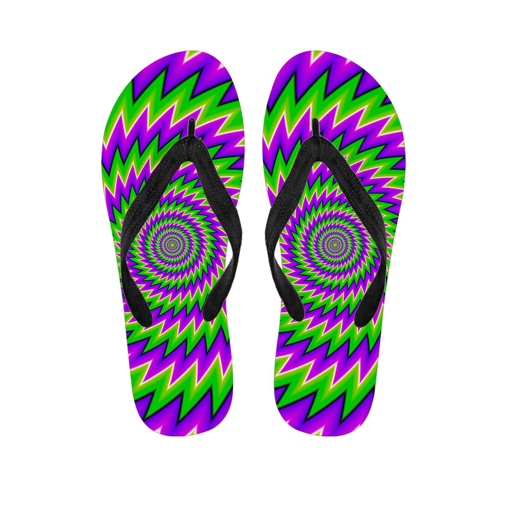 Green Spiral Moving Optical Illusion Flip Flops