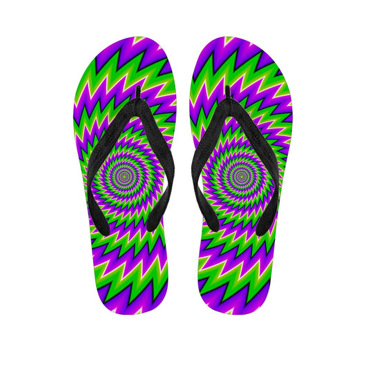 Green Spiral Moving Optical Illusion Flip Flops