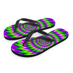 Green Spiral Moving Optical Illusion Flip Flops