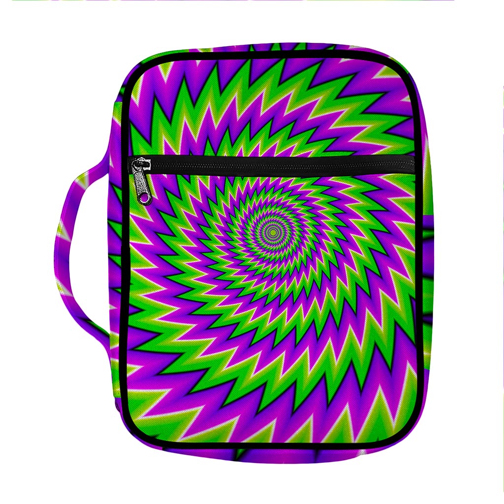 Green Spiral Moving Optical Illusion Front Pocket Bible Bag
