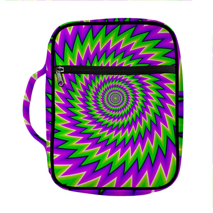Green Spiral Moving Optical Illusion Front Pocket Bible Bag