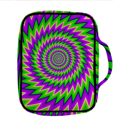 Green Spiral Moving Optical Illusion Front Pocket Bible Bag