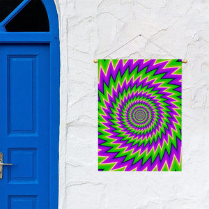 Green Spiral Moving Optical Illusion Garden Flag