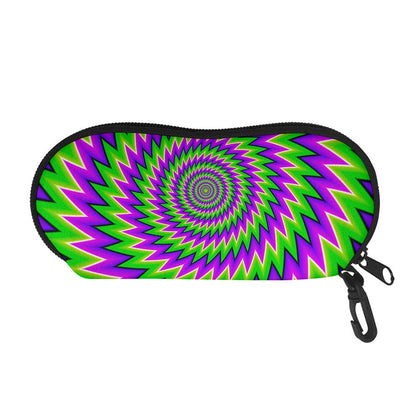 Green Spiral Moving Optical Illusion Glasses Case