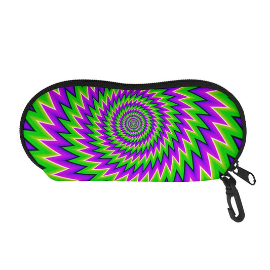 Green Spiral Moving Optical Illusion Glasses Case