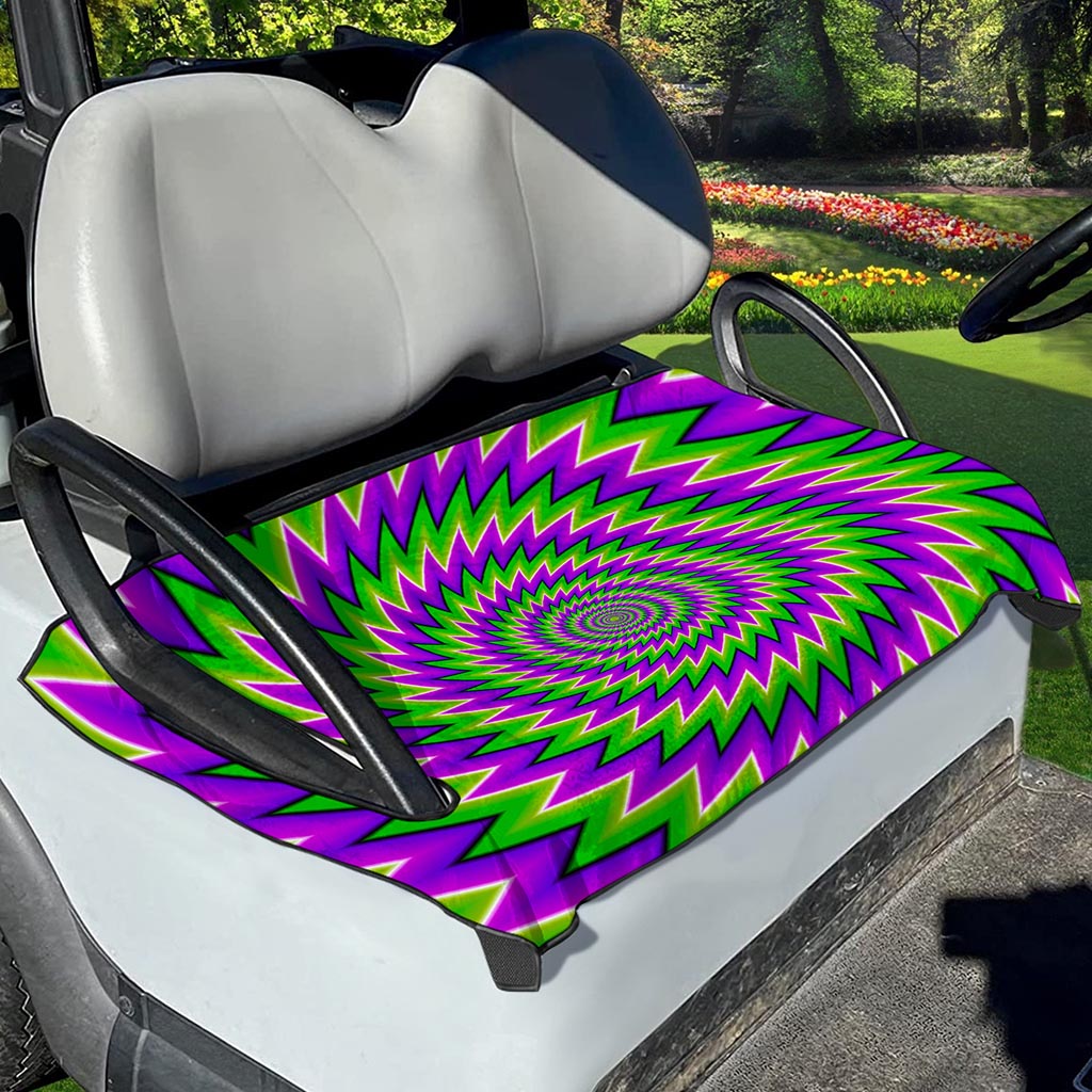 Green Spiral Moving Optical Illusion Golf Cart Seat Cover