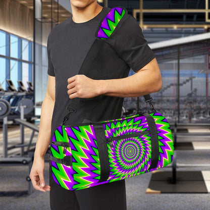 Green Spiral Moving Optical Illusion Gym Bag