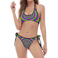 Green Spiral Moving Optical Illusion Halter Scoop Tie Side Bikini