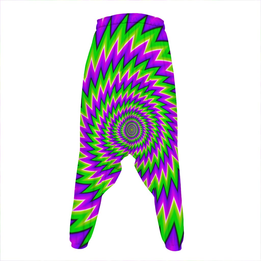 Green Spiral Moving Optical Illusion Hammer Pants