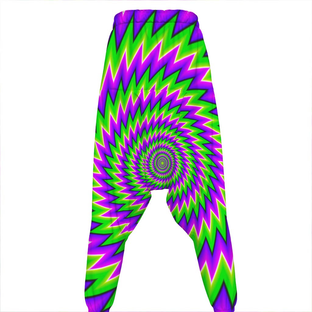 Green Spiral Moving Optical Illusion Hammer Pants