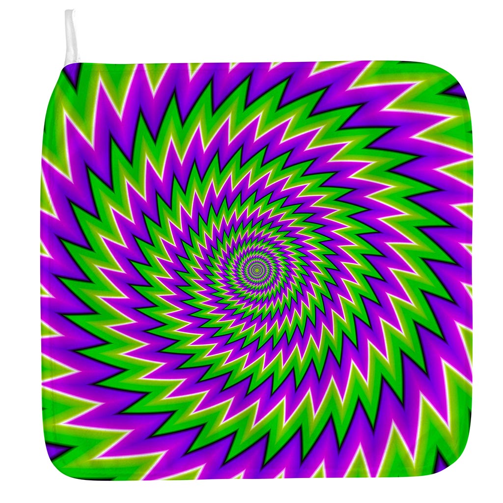 Green Spiral Moving Optical Illusion Hand Towel